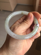 Load image into Gallery viewer, 55.5mm certified Type A 100% Natural light purple with red brown floating flowers round cut Jadeite Jade bangle J134-4085