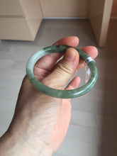 Load image into Gallery viewer, 52mm Certified Type A 100% Natural white Oily Dark Green Gray Black Oval Jadeite Jade Bangle PC219-6219