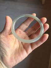 Load image into Gallery viewer, 59.4mm Certified 100% Natural gray black(灰冰) flat round cut nephrite jade bangle HN38-3593