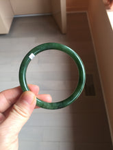 Load image into Gallery viewer, 60mm certified 100% Natural dark green/black round cut nephrite (碧玉) bangle HN104-9152