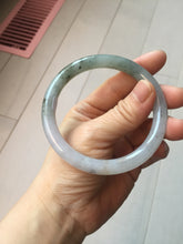 Load image into Gallery viewer, 58.8mm certified Type A 100% Natural light purple white brown with brown floating flowers round cut Jadeite Jade bangle PC161-4081