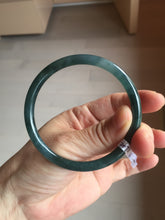 Load image into Gallery viewer, 56mm Certified Type A 100% Natural dark green/blue/gray Guatemala slim round cut Jadeite bangle BP197-2078
