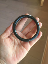 Load image into Gallery viewer, 58.6mm Certified type A 100% Natural dark green black MoCui(墨翠) round cut Jadeite bangle PC150-0687