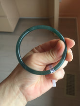Load image into Gallery viewer, 60mm Certified Type A 100% Natural dark green/blue/gray with Guatemala slim round cut Jadeite bangle PH6-2326