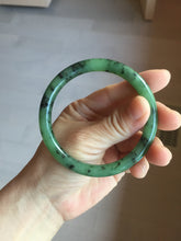 Load image into Gallery viewer, 58.4mm Certified 100% Natural Fresh Young Green/Dark Green/Black Green Ink Painting (绿水墨) Round Cut Nephrite (Wulanhai 乌兰海碧玉) Bangle HN172-7314