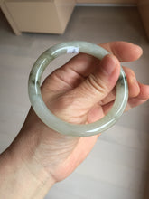 Load image into Gallery viewer, 54mm Certified type A 100% Natural light green dark green floating seaweed round cut Jadeite bangle PC60-6625