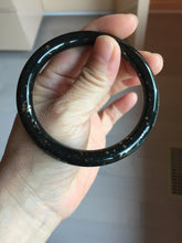 Load image into Gallery viewer, 58.6mm 100% Natural Dark Green/Black Meteorite Starry Night Sky Galaxy Nephrite Bangle HN181-0565