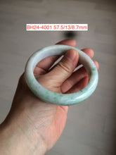 Load image into Gallery viewer, 52-60mm Certified type A 100% size 56-60mm Natural green/white/purple Jadeite bangle with defects group BH15