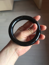 Load image into Gallery viewer, 62.6mm certified 100% Natural black meteorite chubby round cut nephrite(墨玉 MoYu) bangle HN94-6438