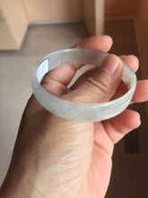 Load image into Gallery viewer, 53mm certified 100% natural Type A icy watery white light green gray (淡油青)Jadeite jade bangle PB268-1037