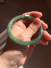 Load image into Gallery viewer, 57.4mm Certified 100% natural Type A oily dark green/ gray/brown (老油青) slim round cut jadeite jade bangle PB319-0599