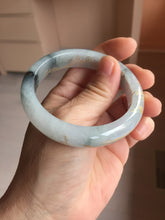 Load image into Gallery viewer, 54mm 100% Natural type A icy watery green white carved flowers and golden-painted Jadeite Jade bangle PB285