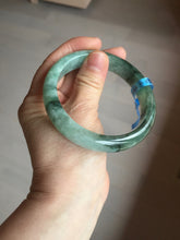 Load image into Gallery viewer, Shopify only 59mm Certified Type A 100% Natural dark green flying flowers Jadeite Jade bangle BF126-8561