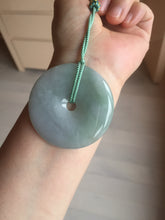 Load image into Gallery viewer, 50.2mm 100% Natural oily light green/purple/gray jadeite Jade Safety Guardian Button(donut) Pendant/worry stone F144