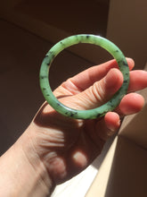 Load image into Gallery viewer, 55mm Certified 100% Natural Fresh Young Green/Dark Green/Black Green Ink Painting (绿水墨) Round Cut Nephrite (Wulanhai 乌兰海碧玉) Bangle HN166-7328