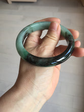Load image into Gallery viewer, 58.5mm certified Type A 100% Natural sunny green dark green light green (half mountain half watery 半山半水) Jadeite Jade bangle PB194-9765