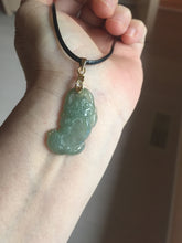 Load image into Gallery viewer, 100% natural type A icy watery jadeite green/yellow/white 3D PiXiu(貔貅) Feng Shui Wealth Attractor with Wealth Pool pendant group necklace PD8