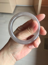Load image into Gallery viewer, 52.6mm 100% natural light purple/pale pink/gray “Scattered Blossoms, 落英” Quartzite (Shetaicui jade) round cut bangle SY137