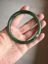 Load image into Gallery viewer, 60.3mm certified 100% Natural dark green/black round cut nephrite (碧玉) bangle HN47-9151