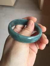 Load image into Gallery viewer, 52.8mm Certified Type A 100% Natural deep sea green/blue/gray/black Guatemala Jadeite bangle PJ32-6395