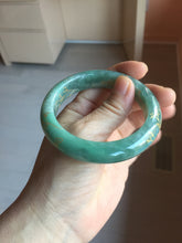 Load image into Gallery viewer, 56mm 100% Natural type A green/gray carved flowers and golden-painted Jadeite Jade bangle PB249-5681