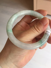 Load image into Gallery viewer, 55mm Certified type A 100% Natural sunny green/white round cut Jadeite bangle BN76