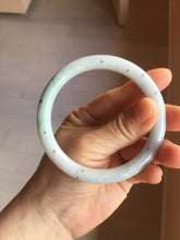 Load image into Gallery viewer, 59.2mm certified Type A 100% Natural dark green gray light purple with brown flying dandelions slim round cut Jadeite Jade bangle PH220-3236