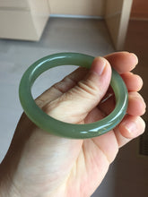 Load image into Gallery viewer, 53mm Certified 100% Natural light green yellow gray Deep Lake Water Green Nephrite Bangle HN178-6937