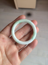 Load image into Gallery viewer, 35-38mm Type A 100% Natural sunny green/white Jadeite Jade kids bangle /scarf button group BF100
