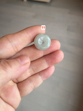 Load image into Gallery viewer, 9.5-17mm Type A 100% Natural icy watery oily dark green gray black(油青) Jadeite Jade Safety Guardian Button donuts Pendant group AU80 add on item
