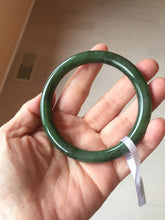 Load image into Gallery viewer, 60.6mm certified 100% Natural dark green/black nephrite (碧玉) bangle HN49-1582
