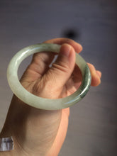 Load image into Gallery viewer, 54.5mm Certified type A 100% Natural icy watery dark green/white round cut Jadeite bangle BG74-0417