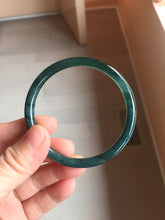 Load image into Gallery viewer, 56mm Certified Type A 100% Natural icy watery dark green/blue/gray/black slim Guatemala Jadeite bangle PJ156-0681