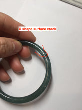 Load image into Gallery viewer, 54mm Certified Type A 100% Natural dark green/blue/gray Guatemala slim round cut Jadeite bangle PC184-0790
