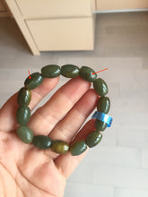 Load image into Gallery viewer, 100% Natural 12x9mm green/yellow olives shape nephriteJade bead bracelet group HE92