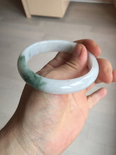 Load image into Gallery viewer, 52mm certified type A 100% Natural green/white oval jadeite jade bangle BK125-0256