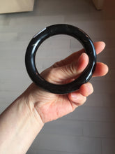 Load image into Gallery viewer, 62.6mm certified 100% Natural black meteorite chubby round cut nephrite(墨玉 MoYu) bangle HN94-6438