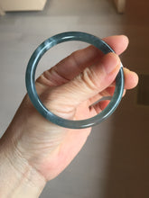 Load image into Gallery viewer, 54.8mm Certified Type A 100% Natural dark green/blue/gray Guatemala slim round cut Jadeite bangle PD182-2480