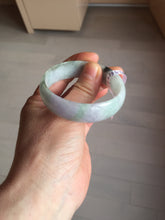 Load image into Gallery viewer, 52mm certified 100% natural Type A light green white purple gray with green floating flowers thin jadeite bangle PF57-5619