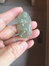 Load image into Gallery viewer, Type A 100% Natural Icy Watery Light Green gray (淡油冰)Jadeite Jade Greatest of All Time Goat Pendant PC229