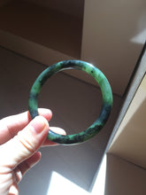 Load image into Gallery viewer, 56.5mm Certified 100% Natural Dark Green/Black Green Ink Painting (绿水墨) Round Cut Nephrite (Wulanhai 乌兰海碧玉) Bangle HN167-7332