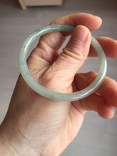 Load image into Gallery viewer, 54.8mm Certified type A 100% Natural light green gray black slim round cut Jadeite bangle PA187-2472