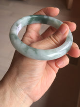 Load image into Gallery viewer, 57.5mm certified 100% natural Type A watermelon-rind green white Cool White Base with Misty Green Patches jadeite bangle PE17-2123