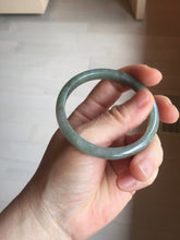 Load image into Gallery viewer, 52mm Certified type A 100% Natural oily dark green gray black slim Jadeite bangle PC214-6220