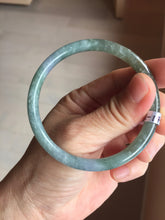 Load image into Gallery viewer, 55.1mm Type A 100% Natural Light Green/Gray/Black/Purple/Brown “Reed Flowers & Snow” Guatemala Slim Round Cut Jadeite Bangle PJ121-1419