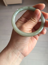 Load image into Gallery viewer, 54.5mm Certified type A 100% Natural light green gray black slim round cut Jadeite bangle PA197-2440