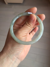 Load image into Gallery viewer, 54.7mm Certified type A 100% Natural light green gray black slim round cut Jadeite bangle PA193-2468