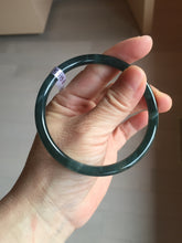 Load image into Gallery viewer, 61mm Certified Type A 100% Natural dark green/blue/gray Guatemala slim round cut Jadeite bangle BP199-5515