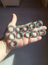 Load image into Gallery viewer, Size 6 1/2 100% natural type A light dark green blue black gray Guatemala jadeite band ring group AA112