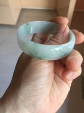 Load image into Gallery viewer, 53.1mm Certified Type A 100% Natural light green white with green floating flowers thin jadeite Jade bangle BS164-1595
